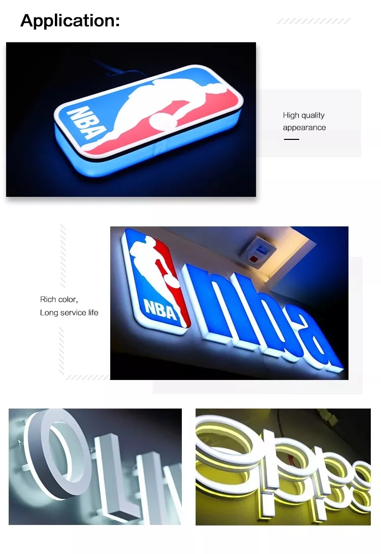 Business Building Front LED Advertising Illuminated Sign Customized Name Board Designs Glowing Polymer 3D Edge Letter Signage