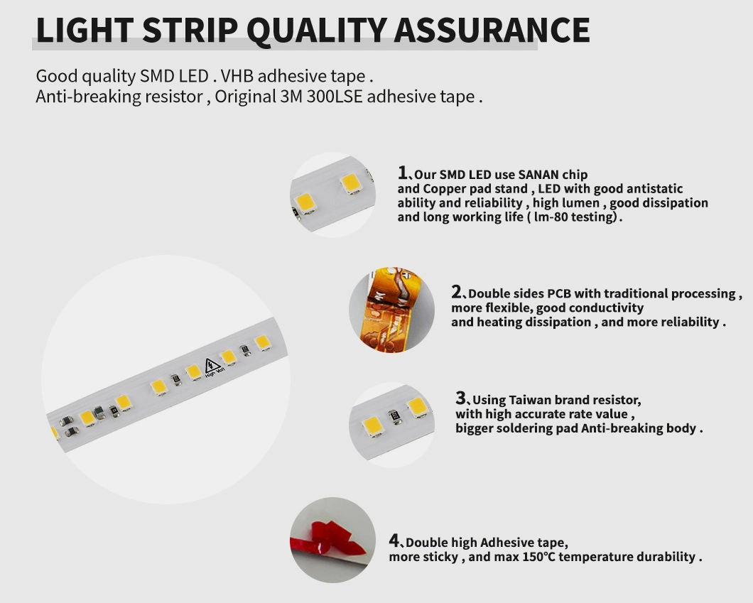 High Voltage Waterproof LED Strip Light 110 220 Volts 2835 Flexible LED Rope Light