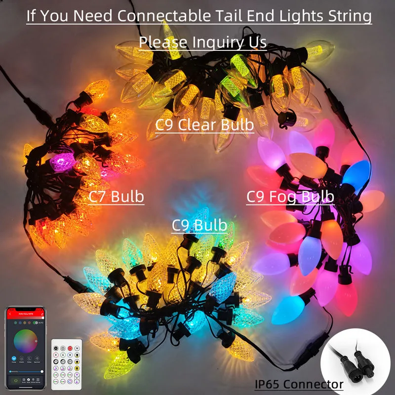 Commercial Smart Warm White Blue Multicolor Pixel Bulb LED Christmas Lights Outdoor String Light