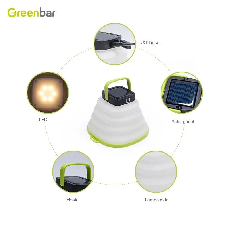USB Rechargeable Portable Camping Lantern Foldable Solar Tent Lamp
