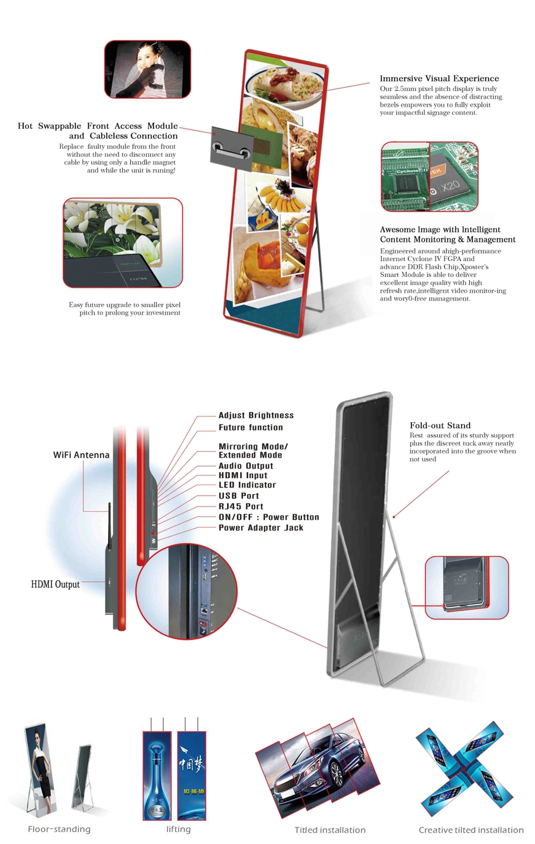 Totem Exterior Outdoor Vertical Publicidad LED Digital Standing Poster Screen Signage for Advertising
