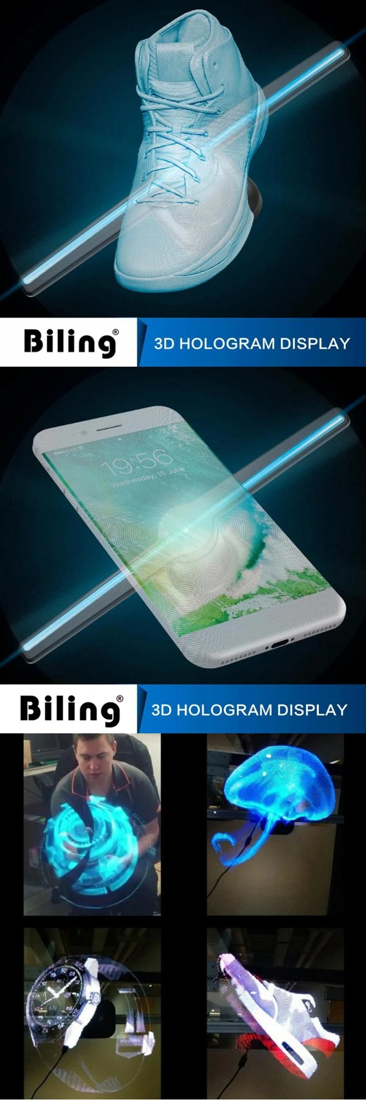 Advertising LED Display Price 3D Hologram Display 65 Cm 3D Hologram Advertising Fan SD Card Only WiFi Digital Signage
