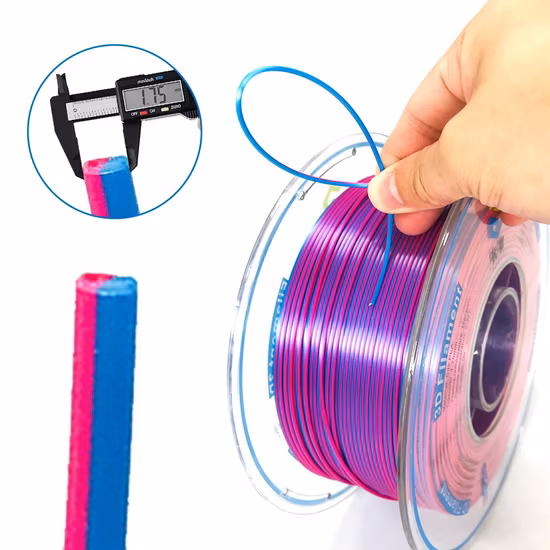 New Dual Color Shiny Red-Blue Silk PLA Filaments Children 3D Idrawing Pens Filaments 3D Printing Materials 1.75mm 3D Printers Filaments 1kg